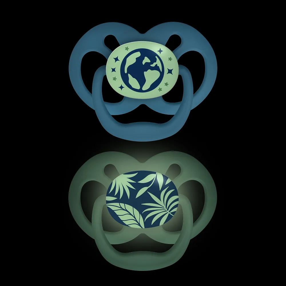 PA22004-INTL_R1_Product_F_Advantage_Soother_Stage_2_Blue_Nature_Glow-in-the-Dark_2-pack_Glowing